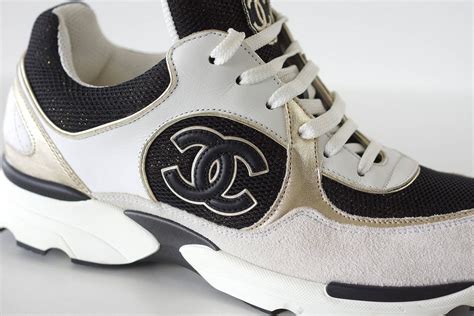 chanel white and gold sneakers|black Chanel sneakers 2020.